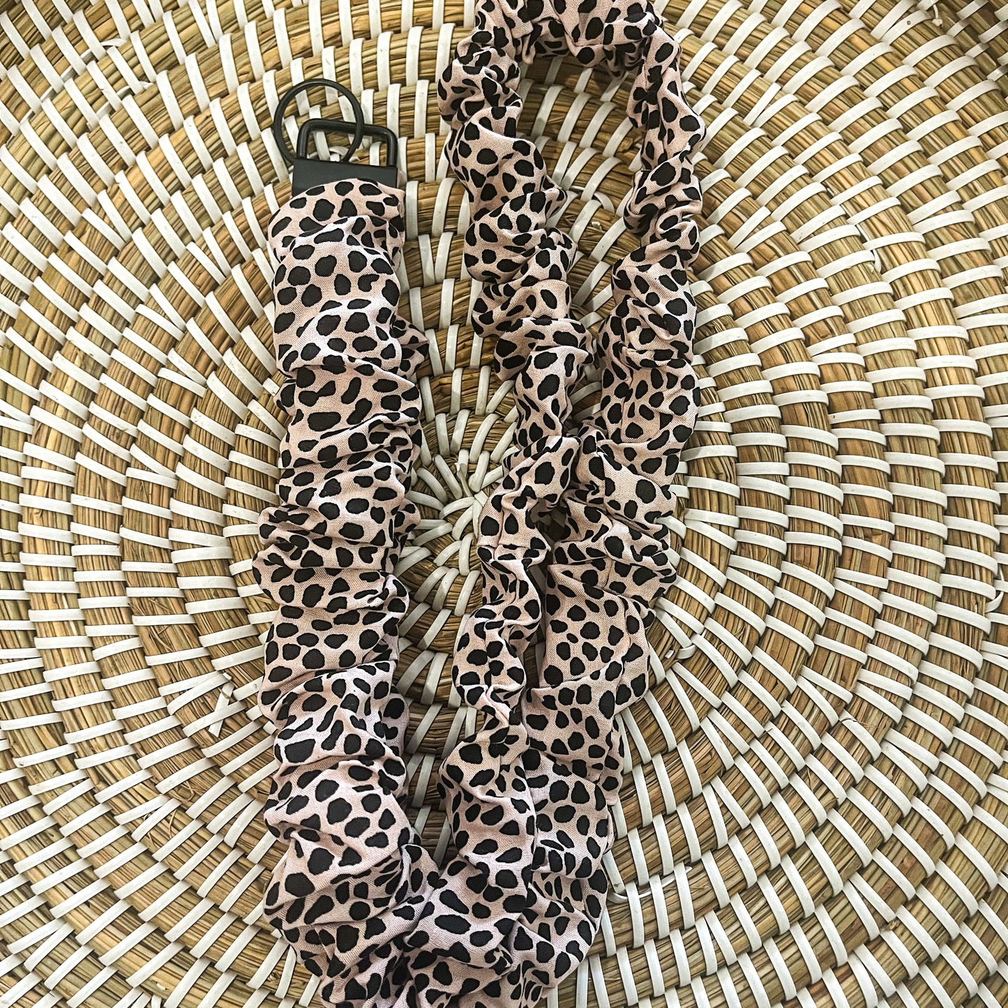 Leopard scrunchie lanyard