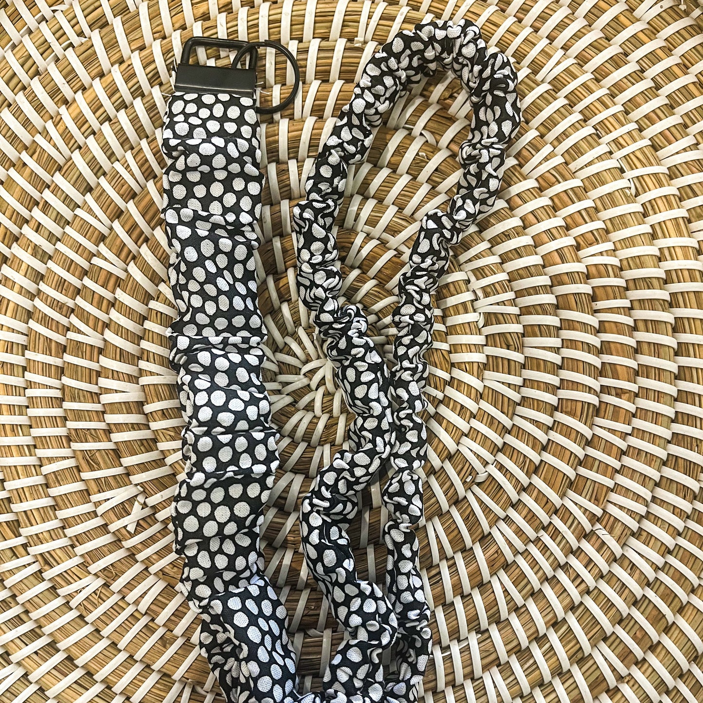 Black speckle scrunchie lanyard