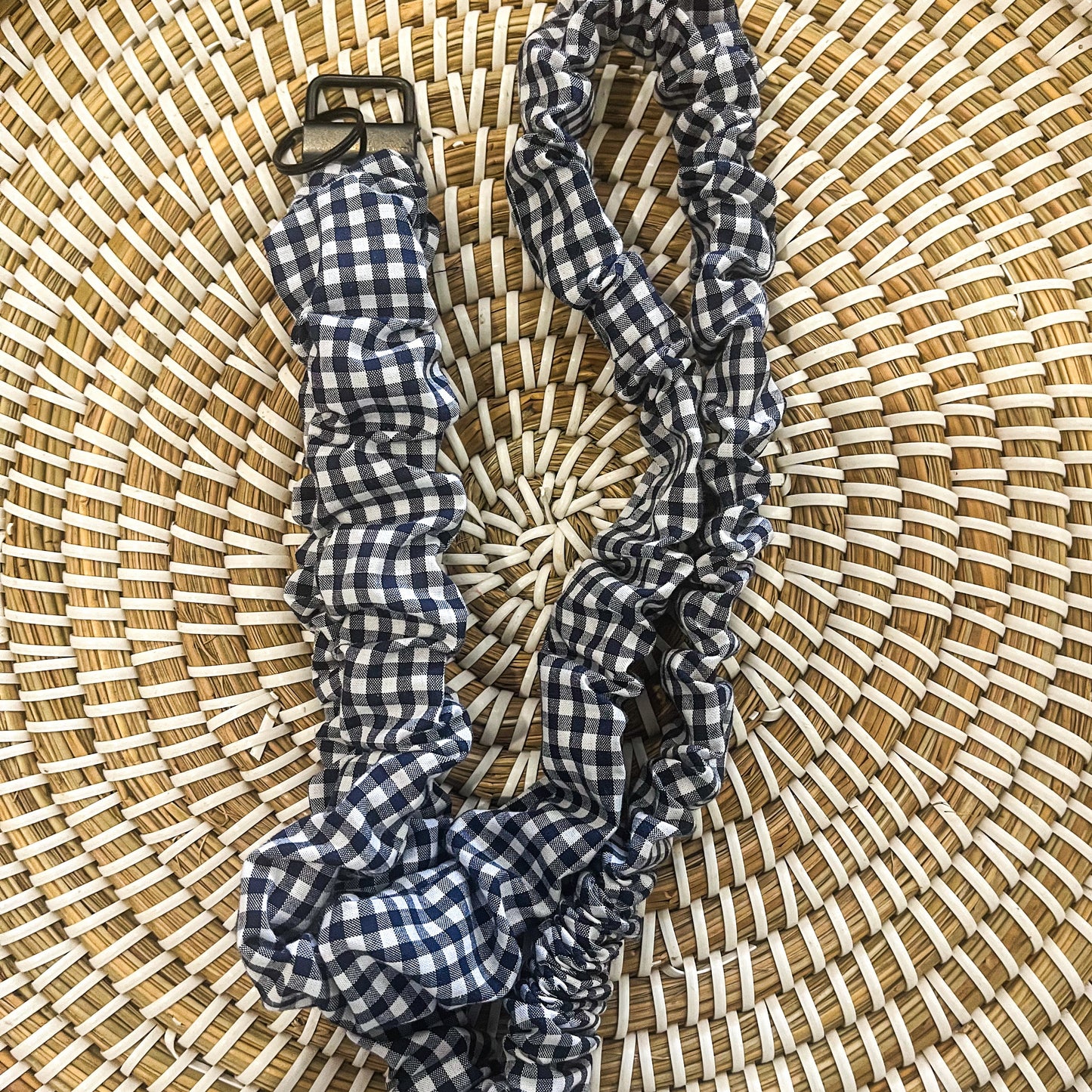 Navy gingham scrunchie lanyard