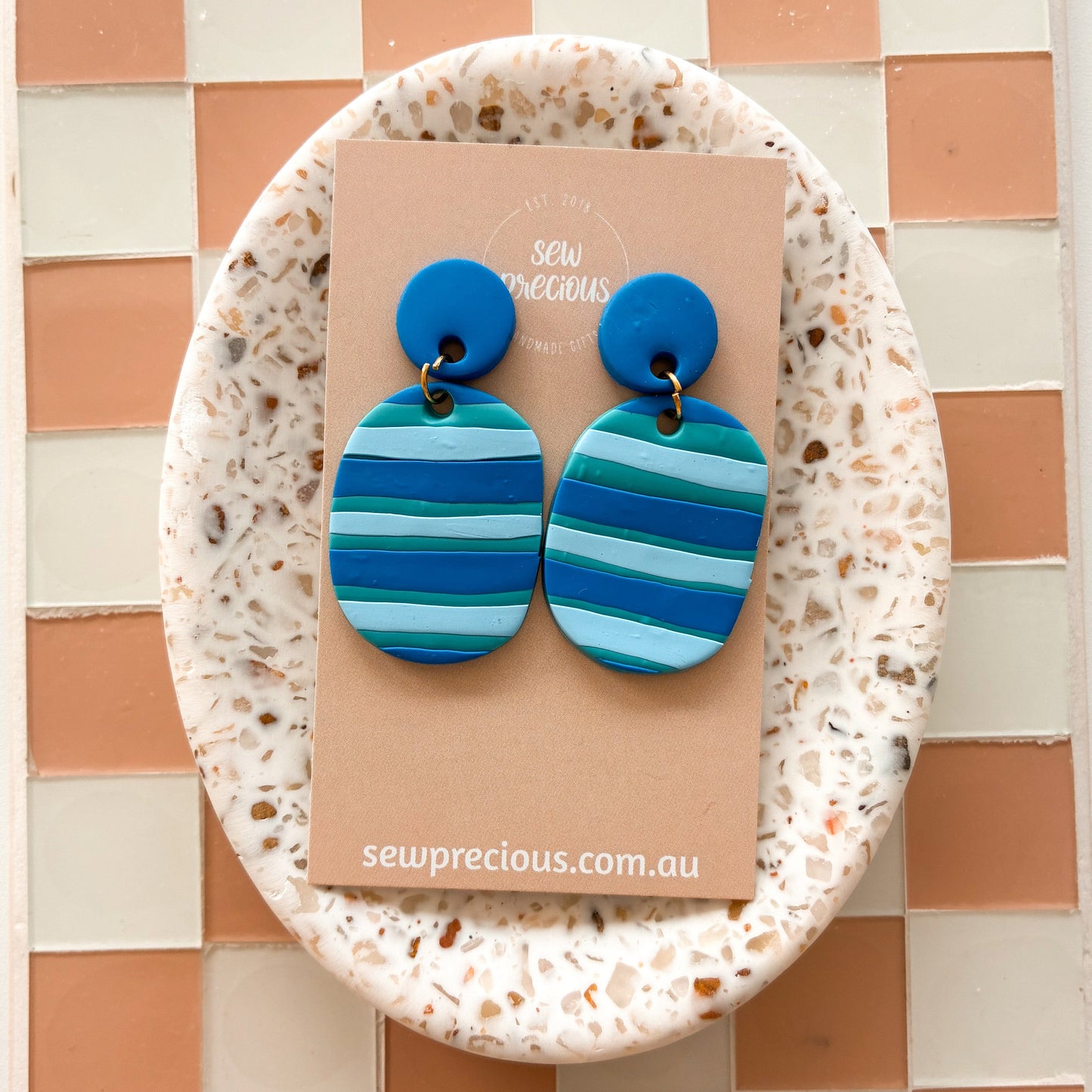 Ocean stripe Dangles - Medium