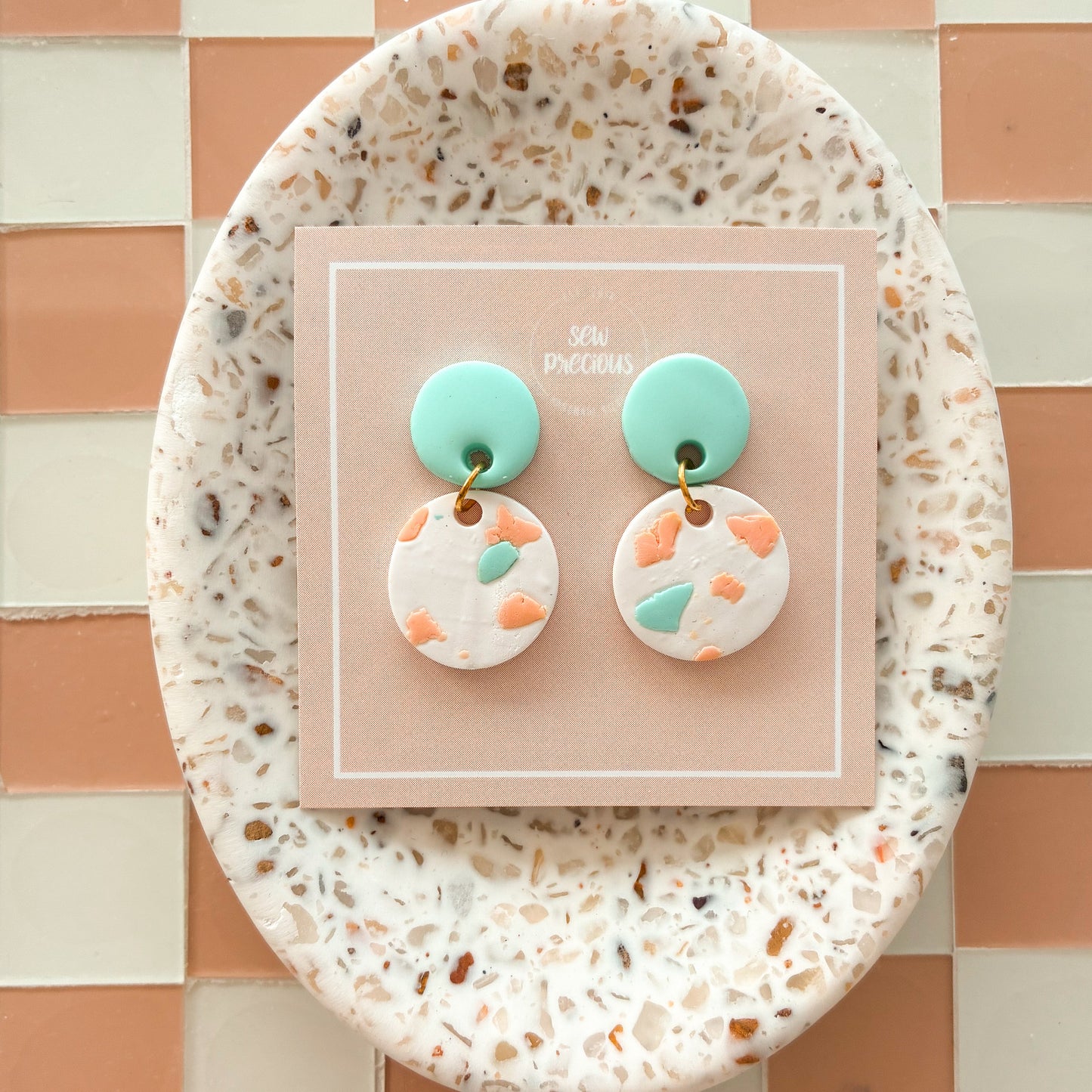 Blush mosaic Dangles - small