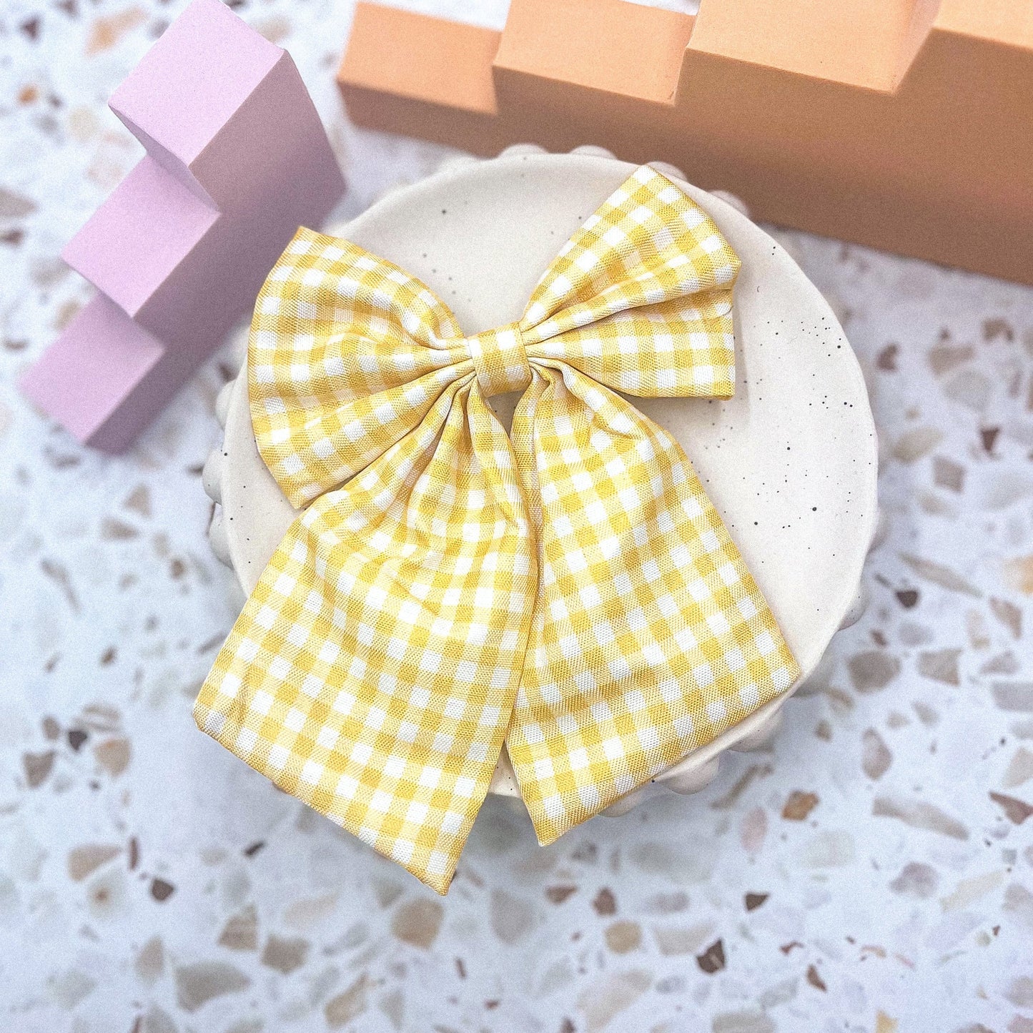 Buttercup gingham hair bow
