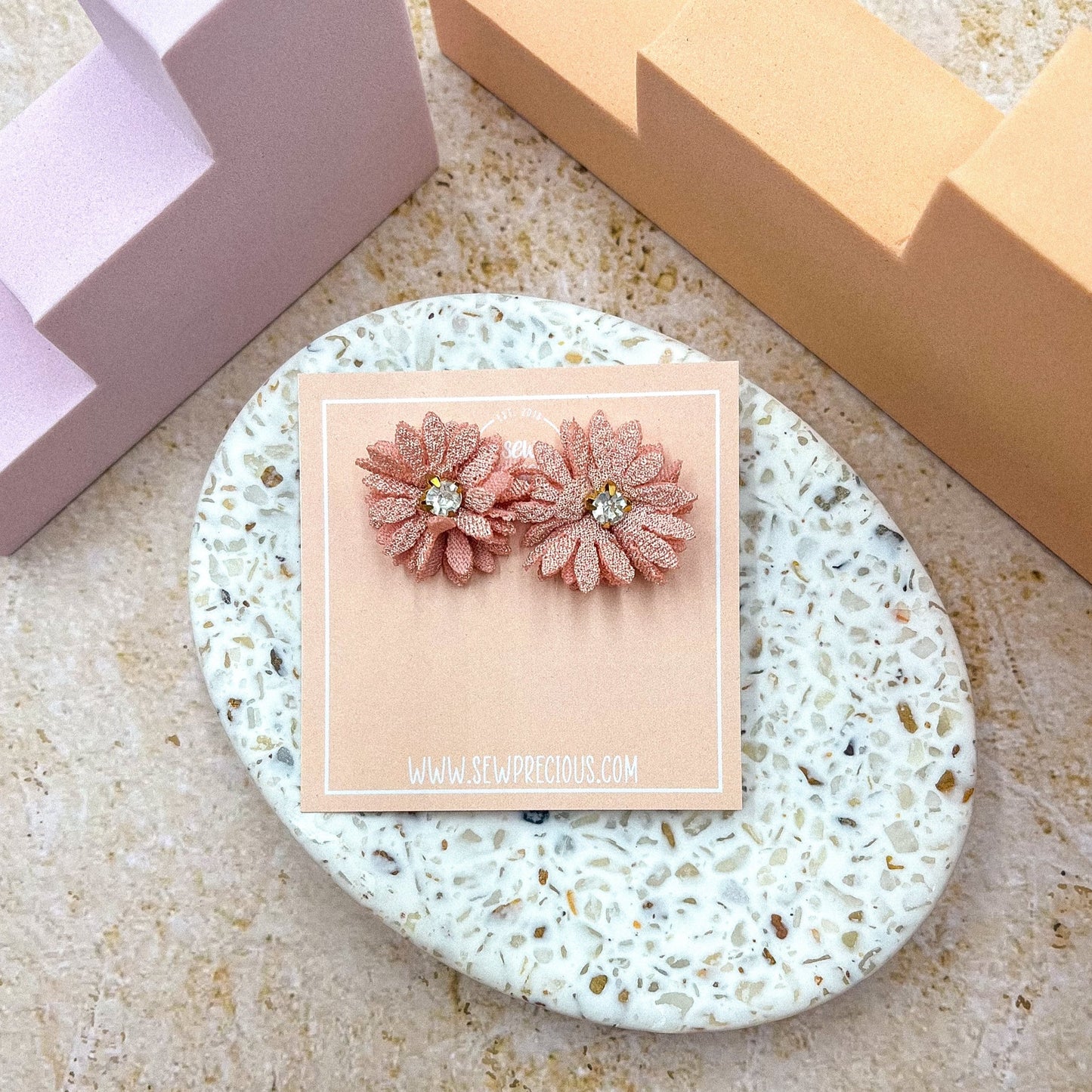 Blush rose - flower studs