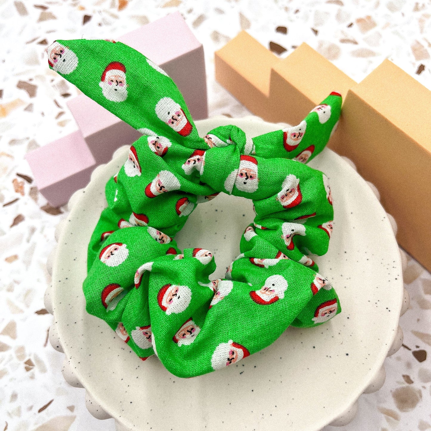 Green santa scrunchie bow