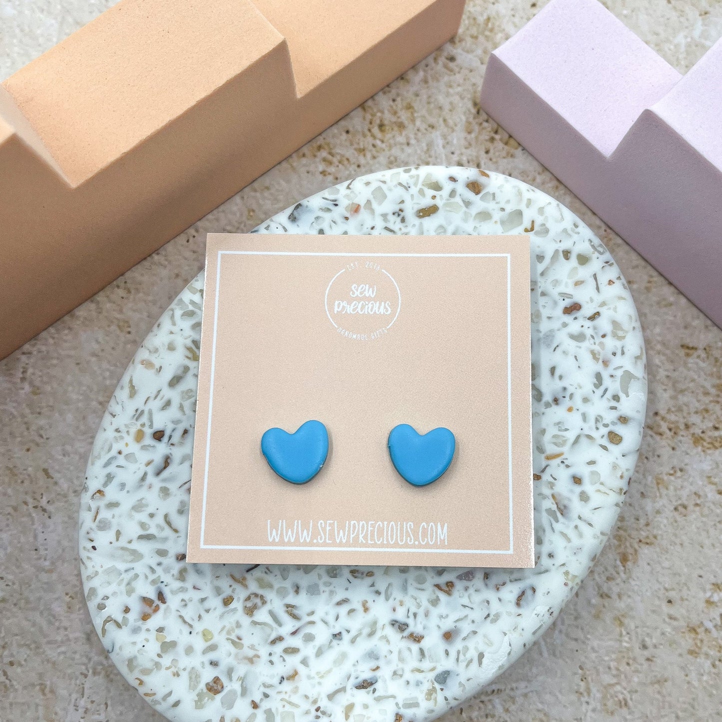 Turquoise heart studs