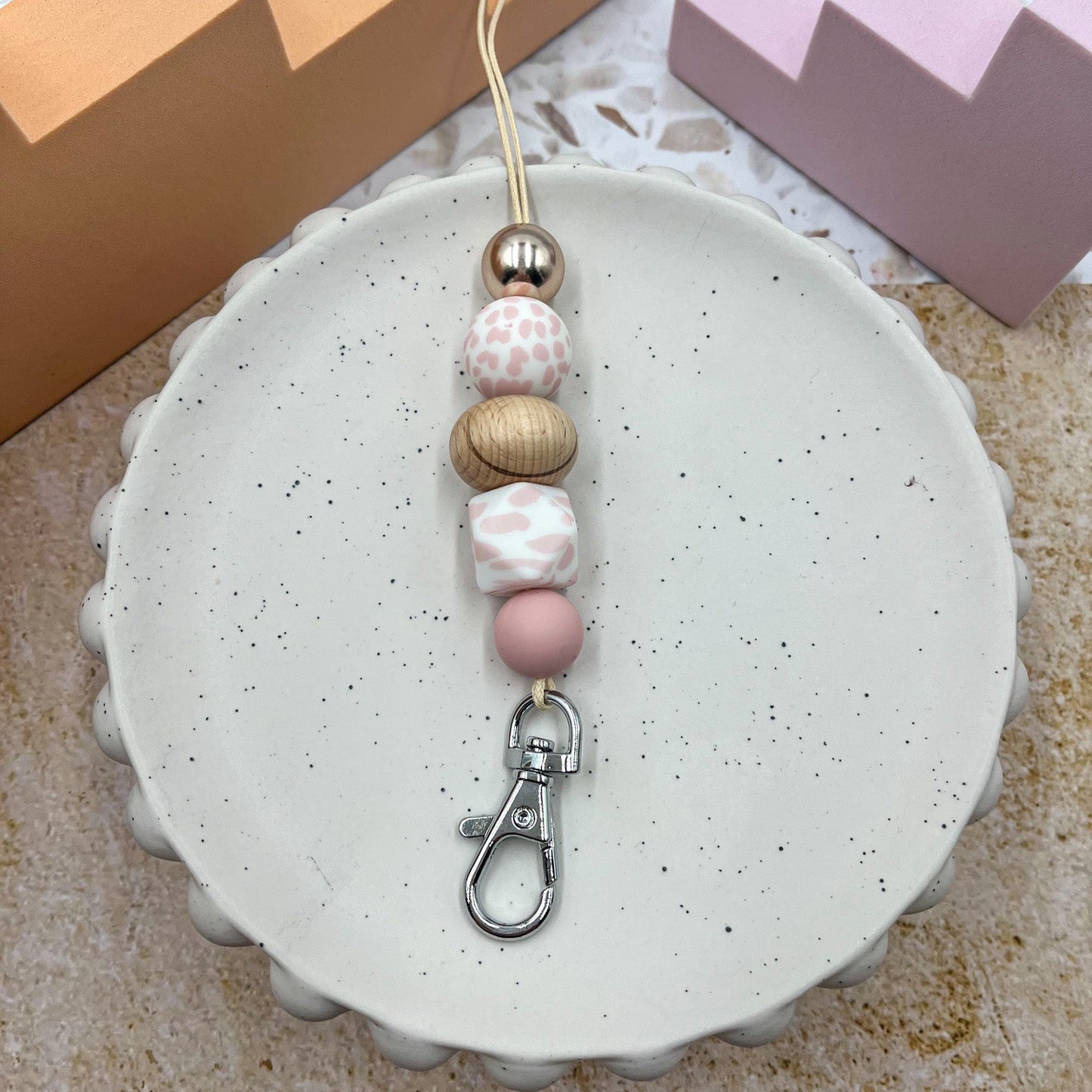 Blush cow lanyard