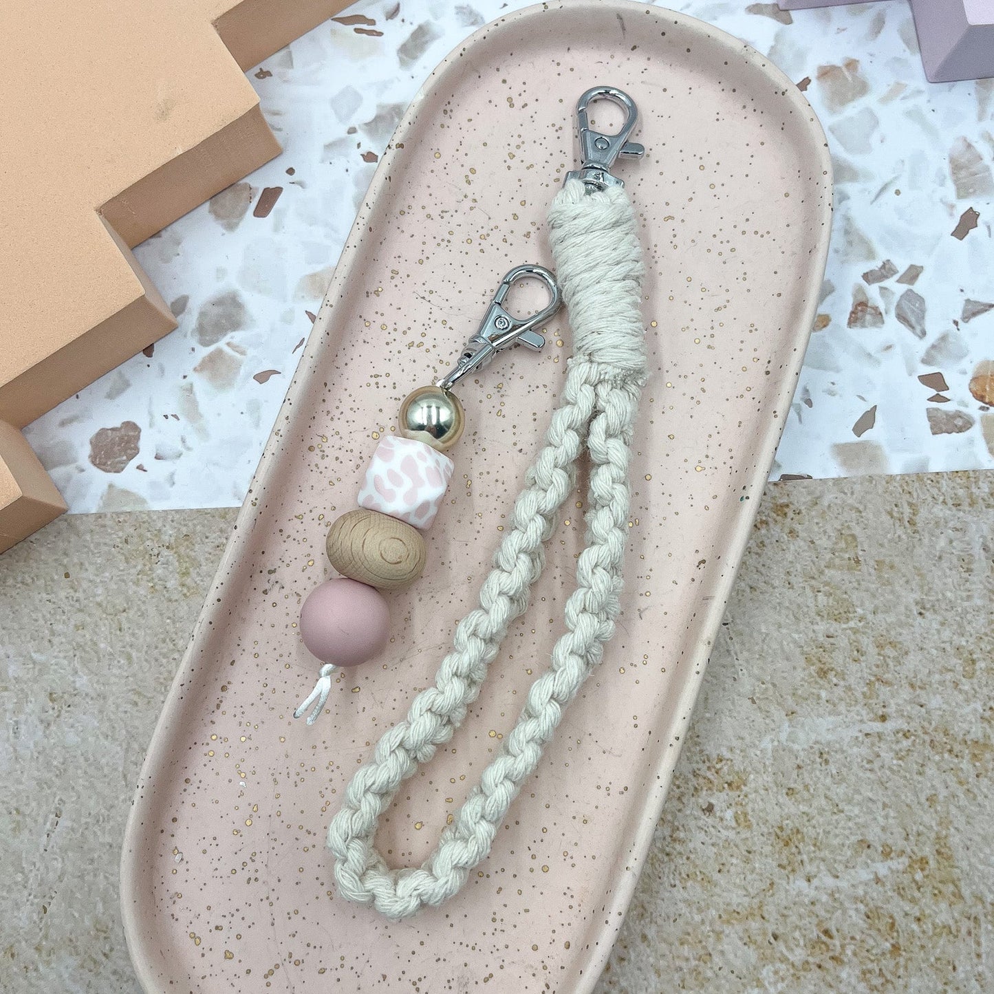 Blush cow + white keyring bundle