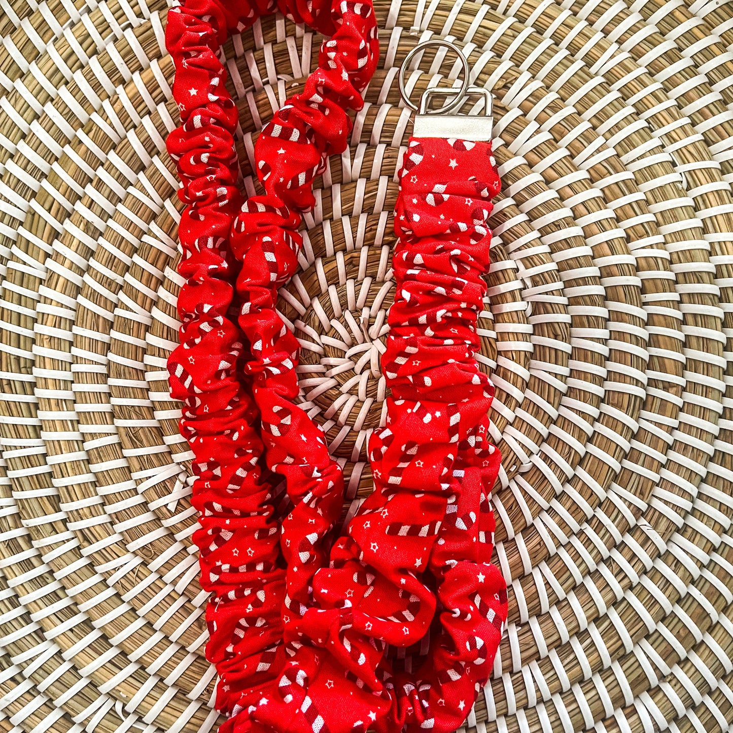 Candy cane scrunchie lanyard