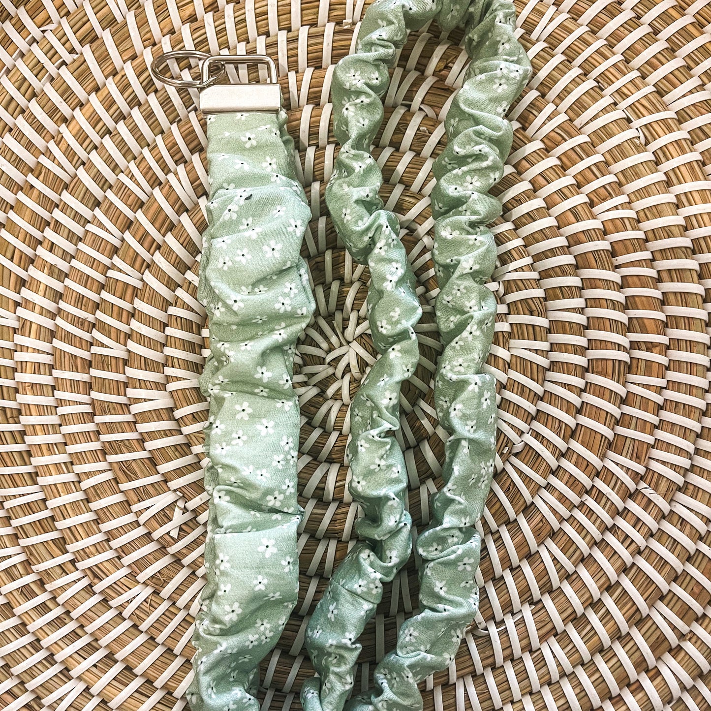 Sage floral scrunchie lanyard