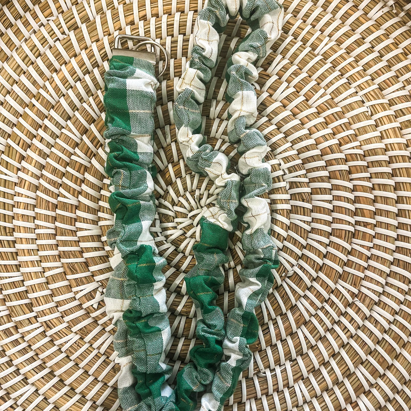 Festive gingham scrunchie lanyard