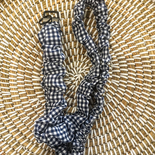 Navy gingham scrunchie lanyard