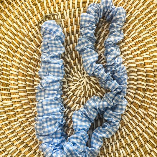 Sky gingham scrunchie lanyard
