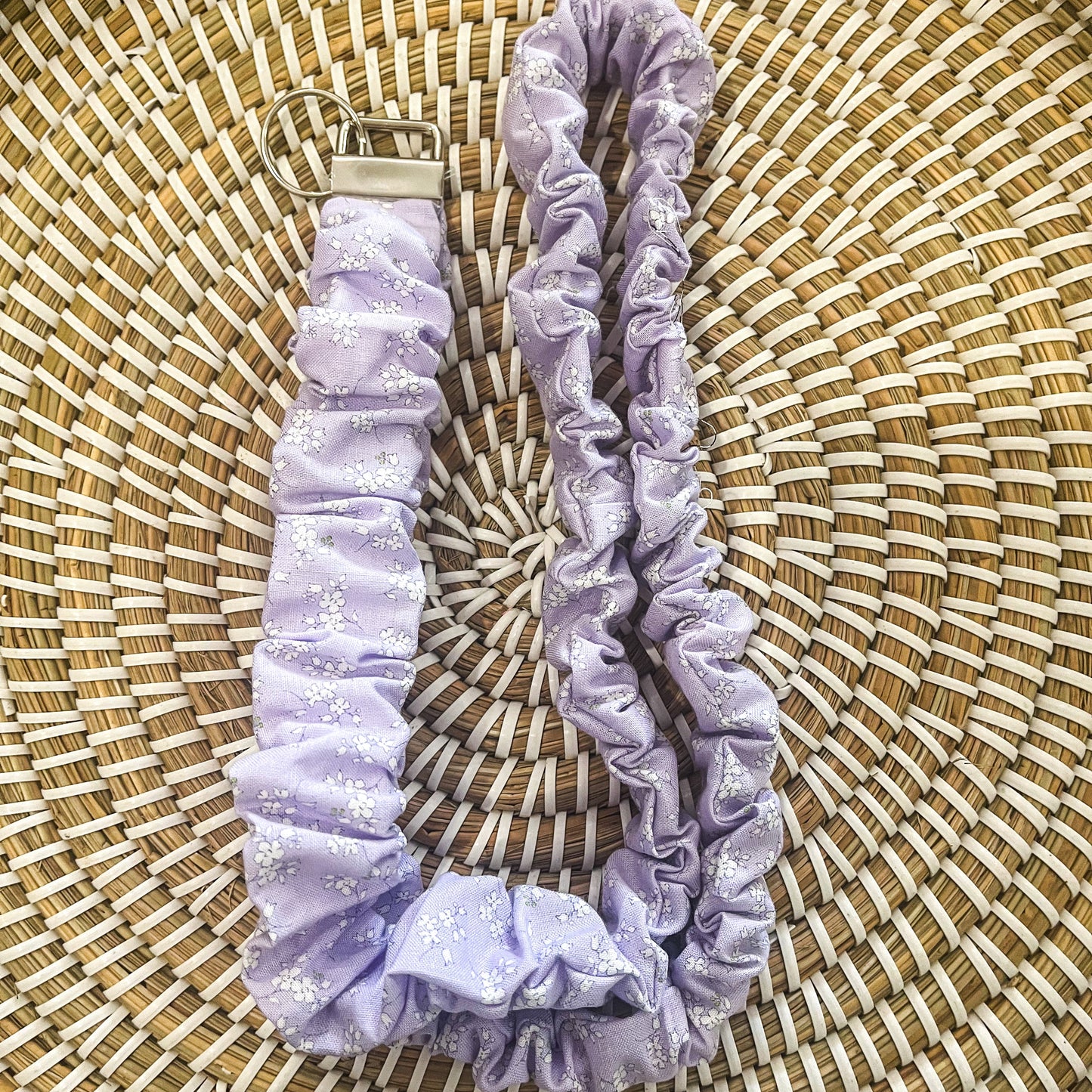 Lavender floral scrunchie lanyard