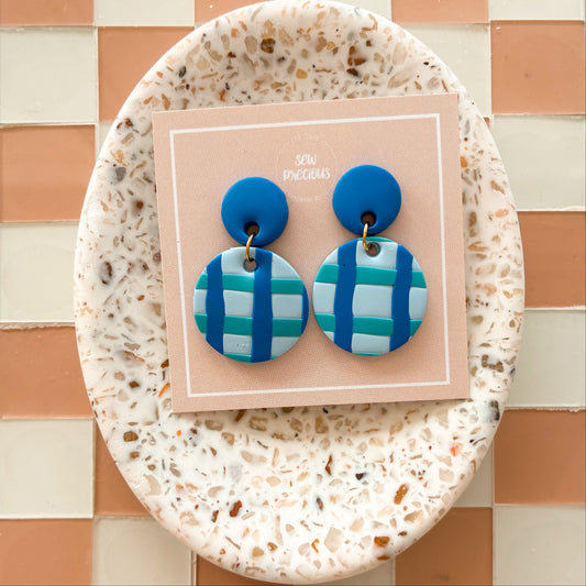 Ocean gingham Dangles - Small