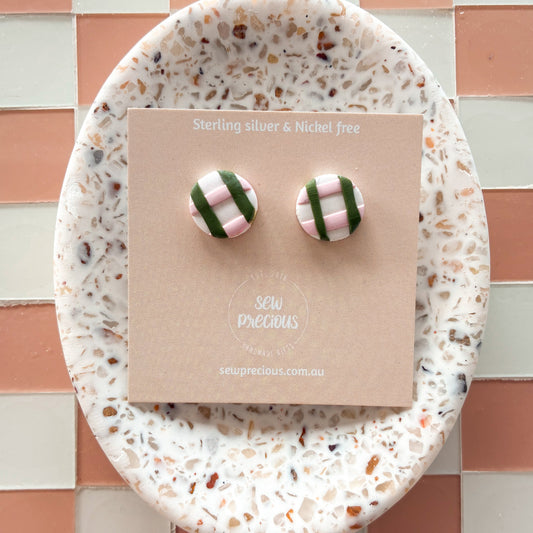 Olive gingham studs