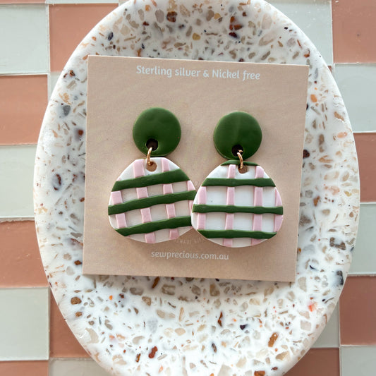 Olive Gingham Dangles - Small