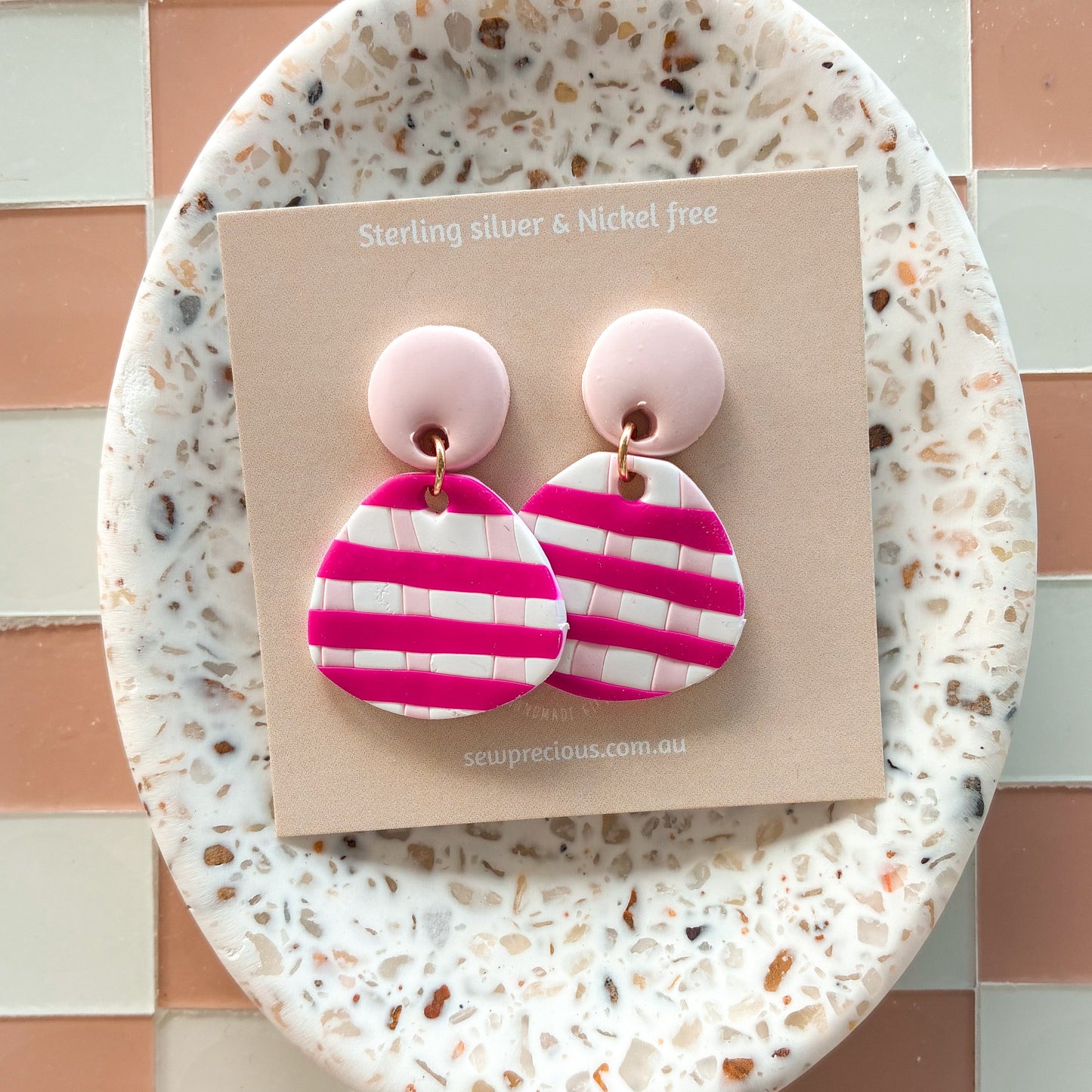 Magenta gingham Dangles - Small