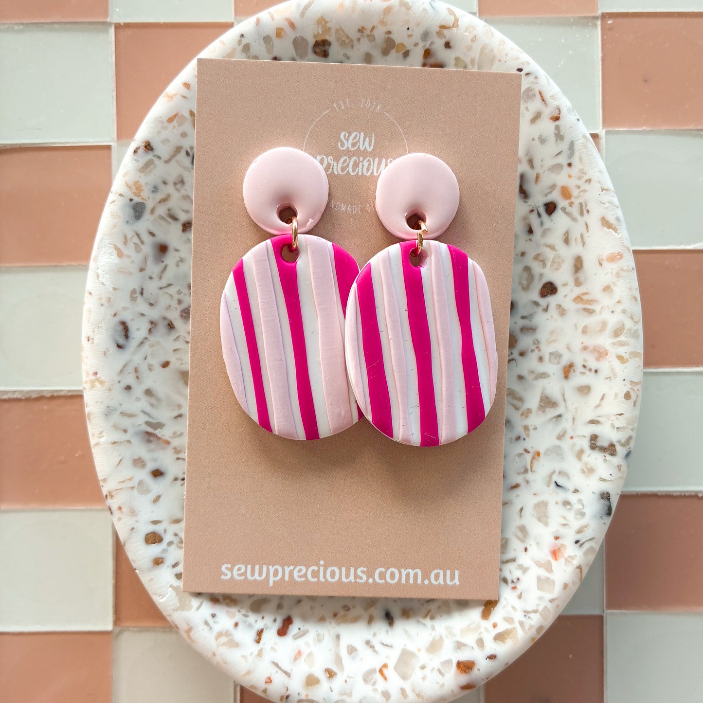 Magenta stripe Dangles - Medium