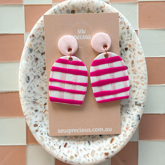 Magenta gingham Dangles - Large