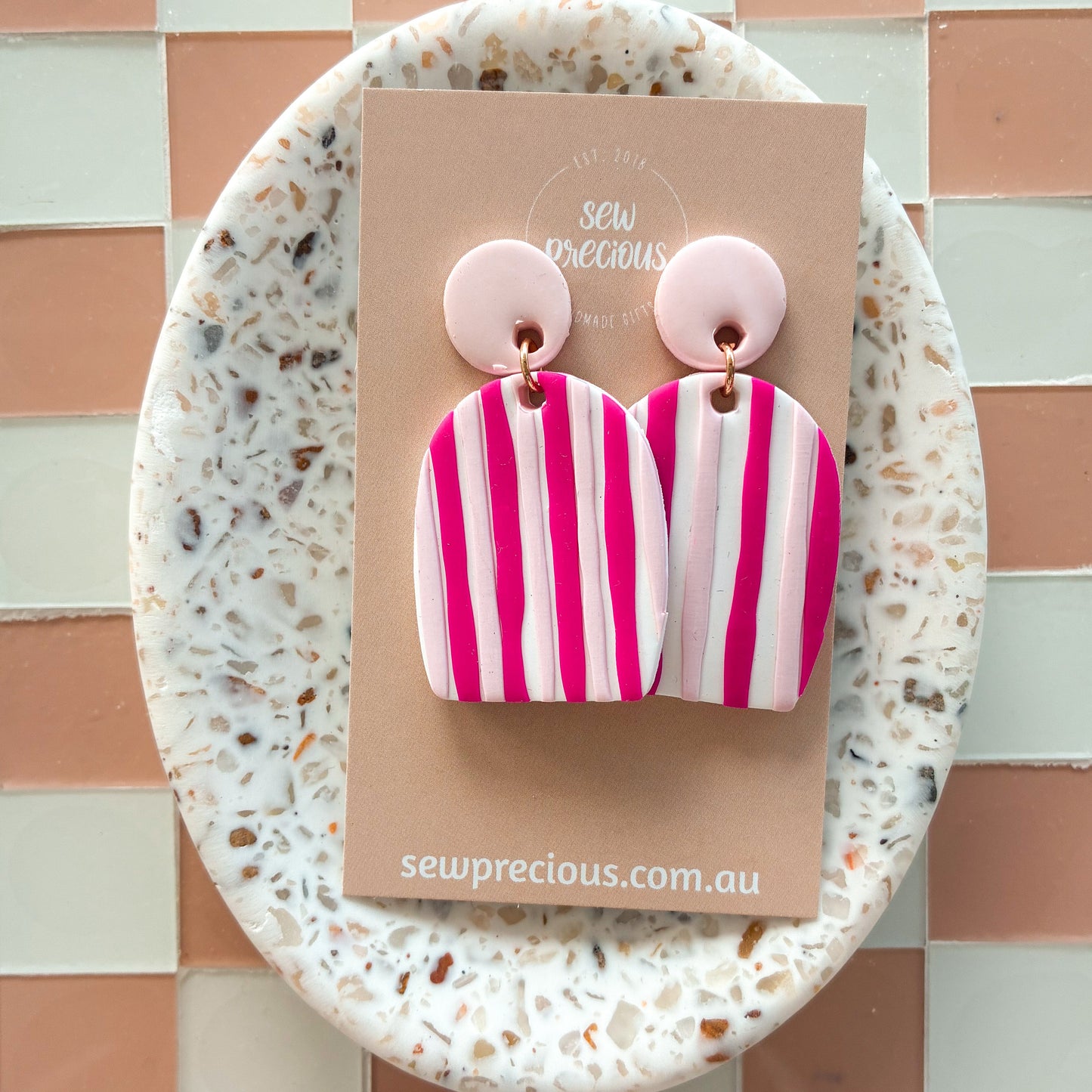 Magenta stripe Dangles - Large