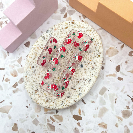 Christmas stocking hair clip