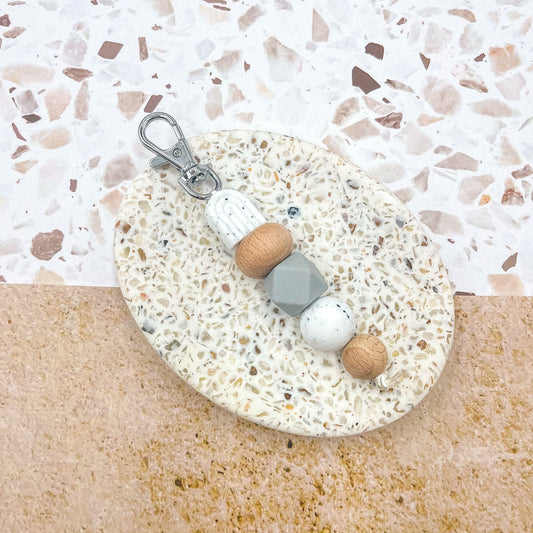 White granite arch keychain