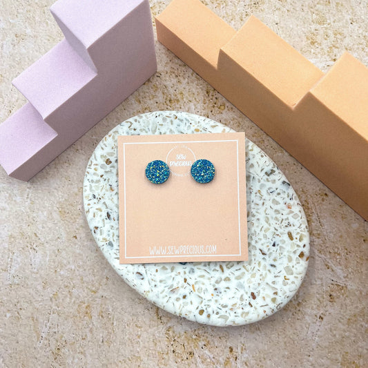 Sapphire sparkle - Sml round studs