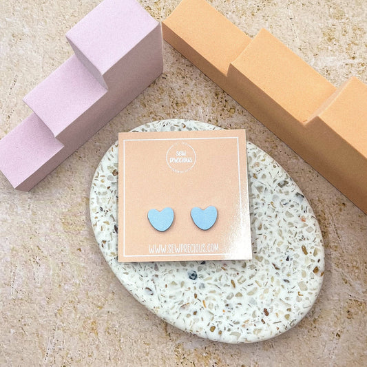 Sky blue - Heart studs