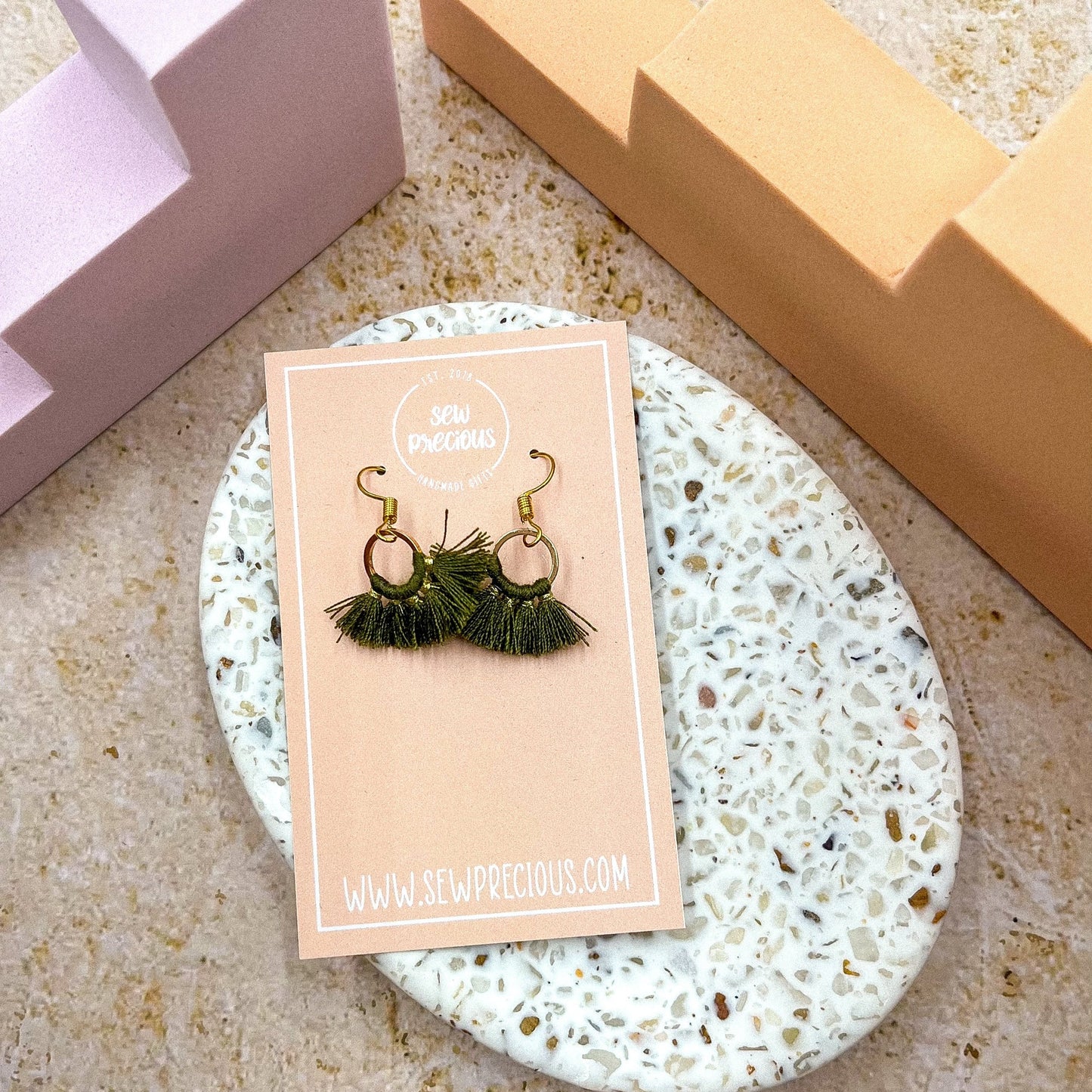 Khaki tassel earrings