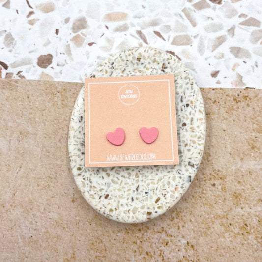 Hot pink heart studs