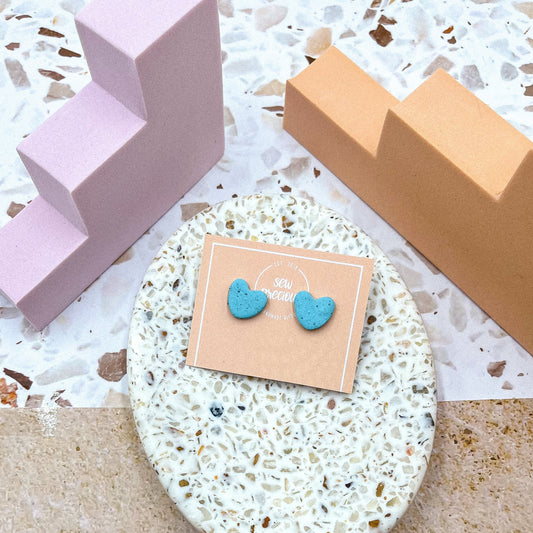 Blue granite heart studs