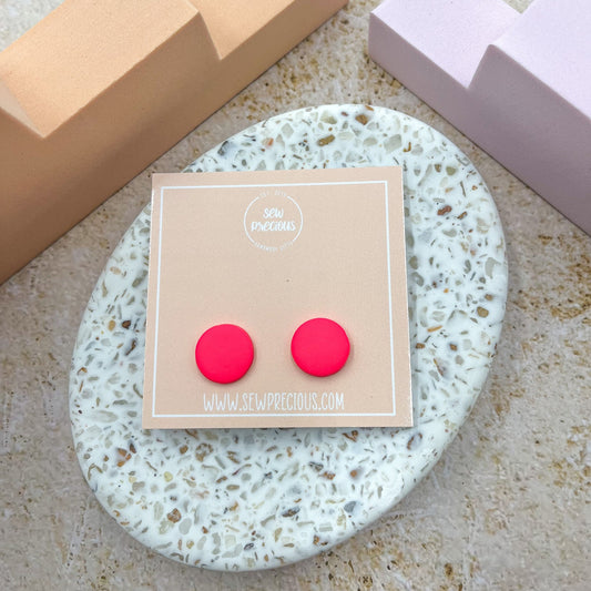 Fluro pink lrg round studs