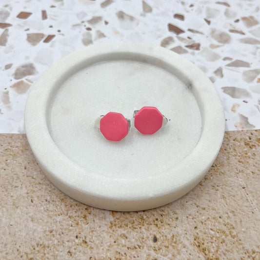 Hot pink hexagon - CLIP ONS