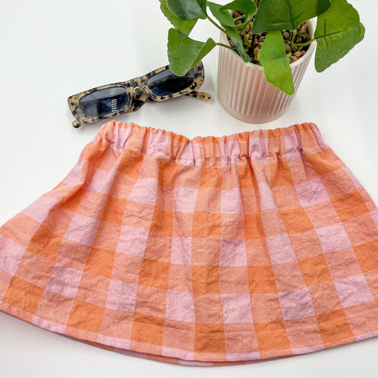 Peachy gingham skirt